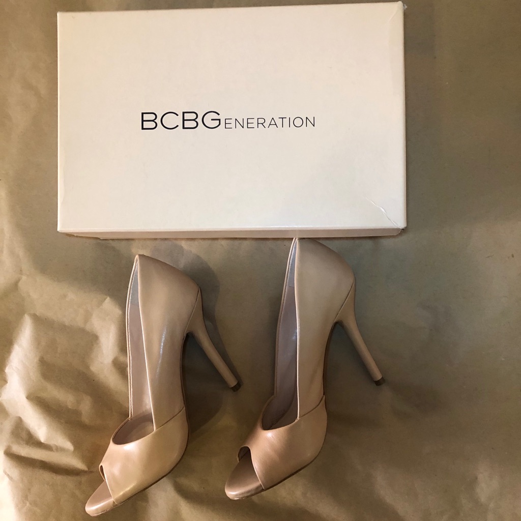 Bcbgeneration Nude Peep Toe Heels - 7.5m